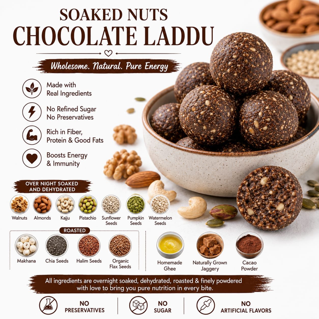 Soaked Nuts Chocolate Laddu