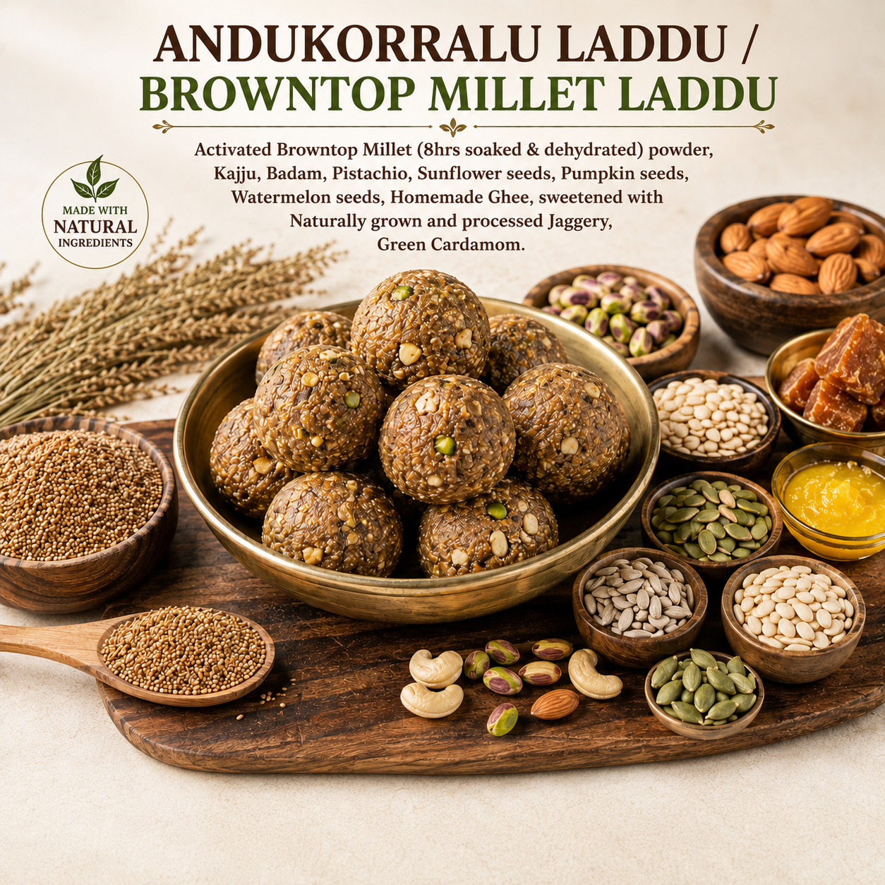 Browntop Millet Laddu (Andukorralu Laddu)
